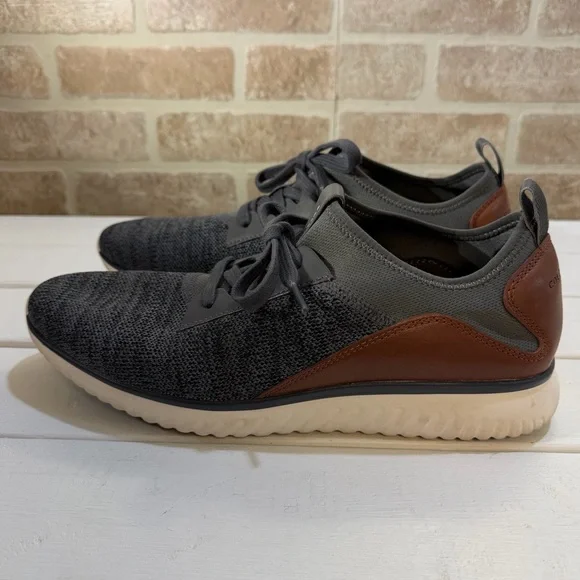 Cole Haan Grandsport Knit Oxford Casual Sneakers In Grey/ Brown Mens Size 10.5 - Picture 4 of 10
